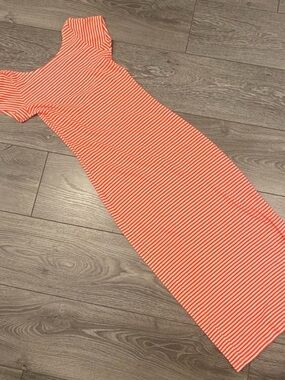 Zara Coral Orange Striped Dress